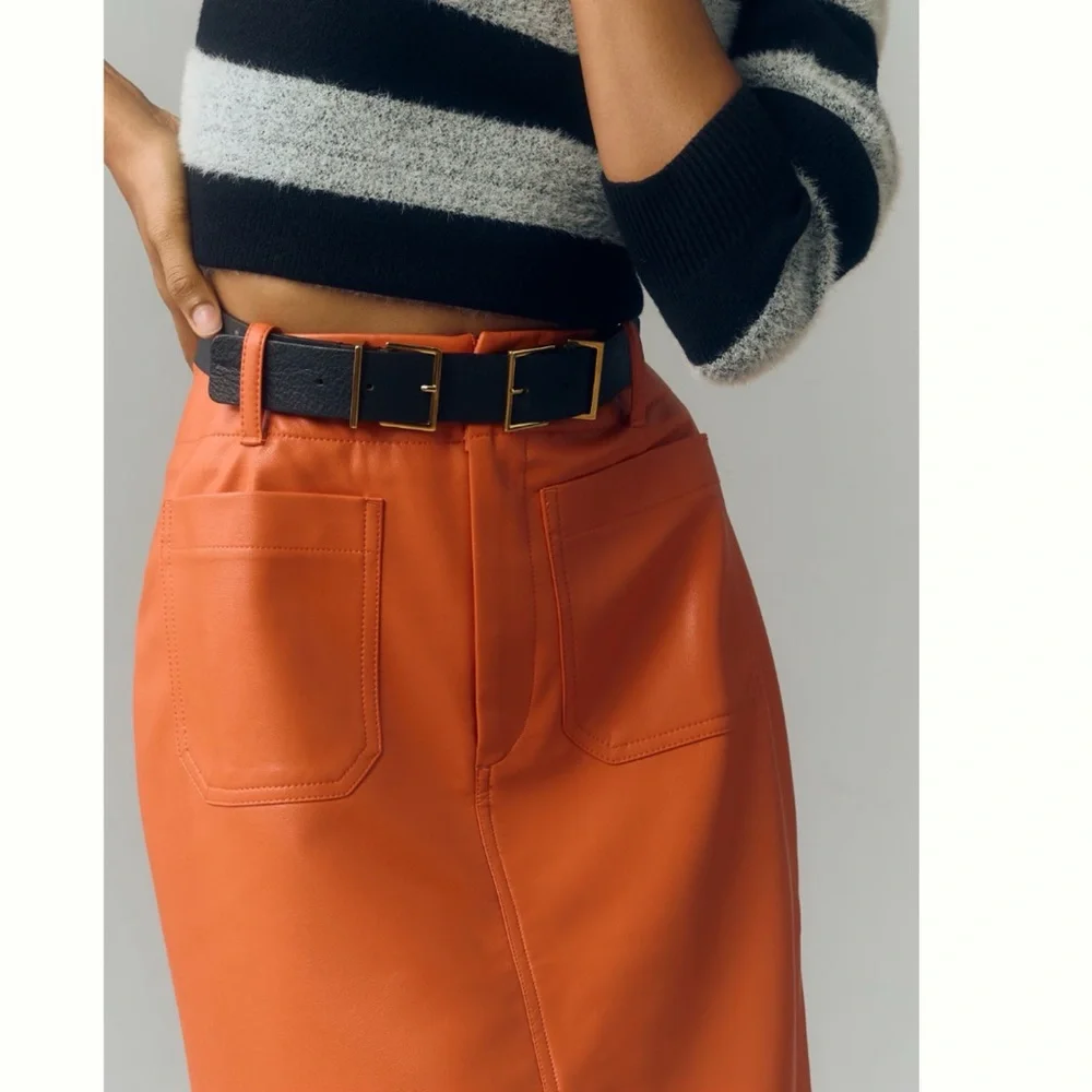 NWT Anthropologie The Colette Faux Leather Skirt by Maeve S - Picture 4 of 8